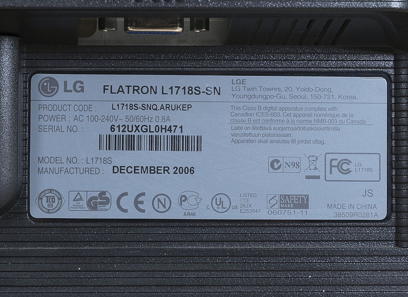 Монитор LG Flatron 1718S-BN Монитор3-03083